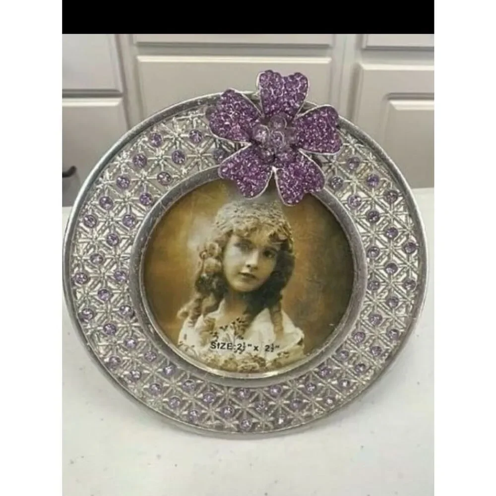 Small Metal Picture Frame Purple Jewels
